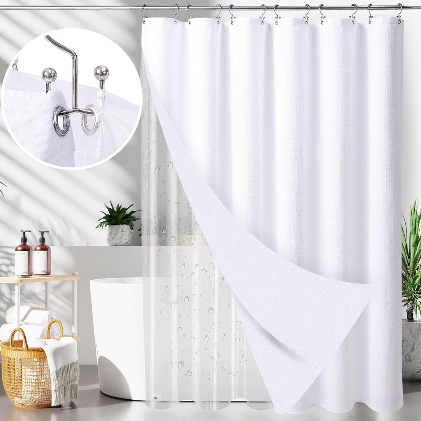 LaCyan 3-in-1 Waterproof Shower Curtain Set