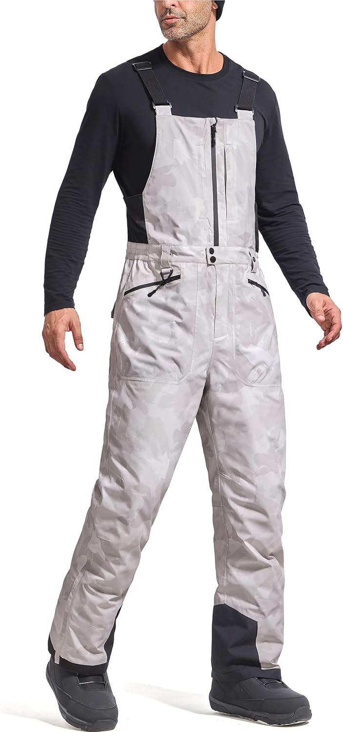 FREE SOLDIER Men's Insulated Waterproof Snow Bibs for Winter Fun