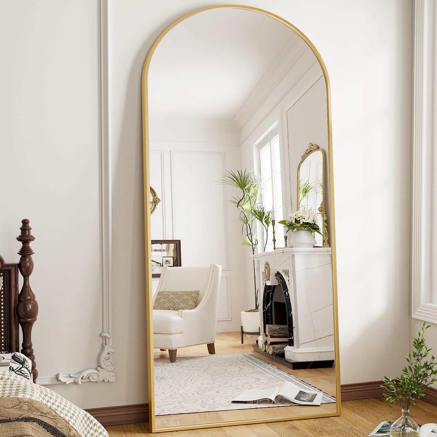 Arched Full Length Mirror with Aluminum Frame for Any Space