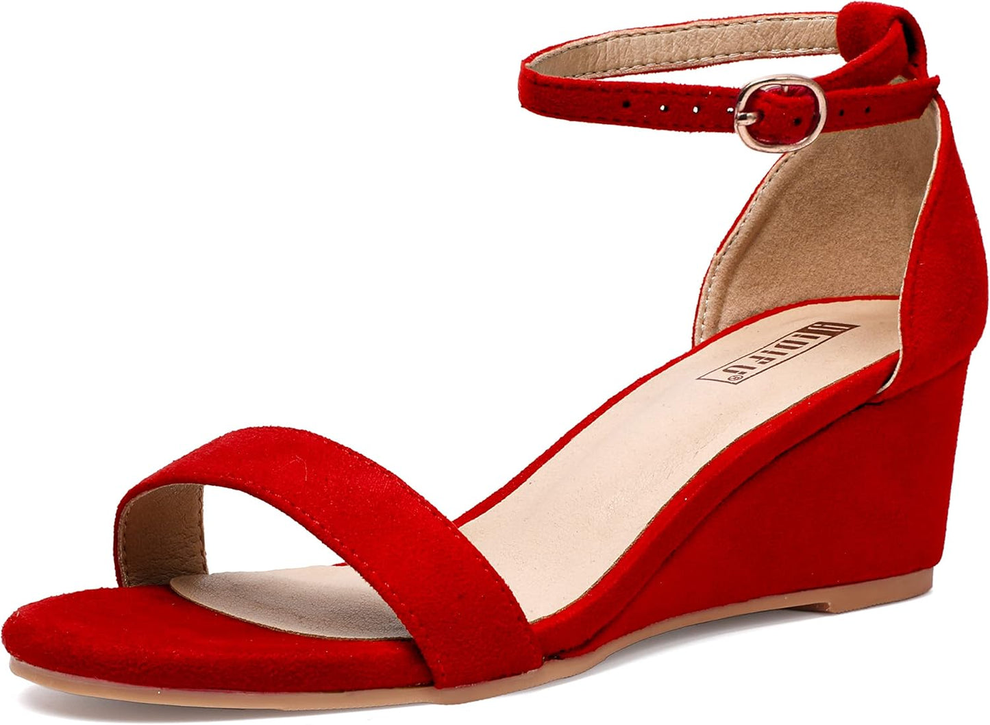 IDIFU Wedge Sandals Heels for Women Open Toe Ankle Strap