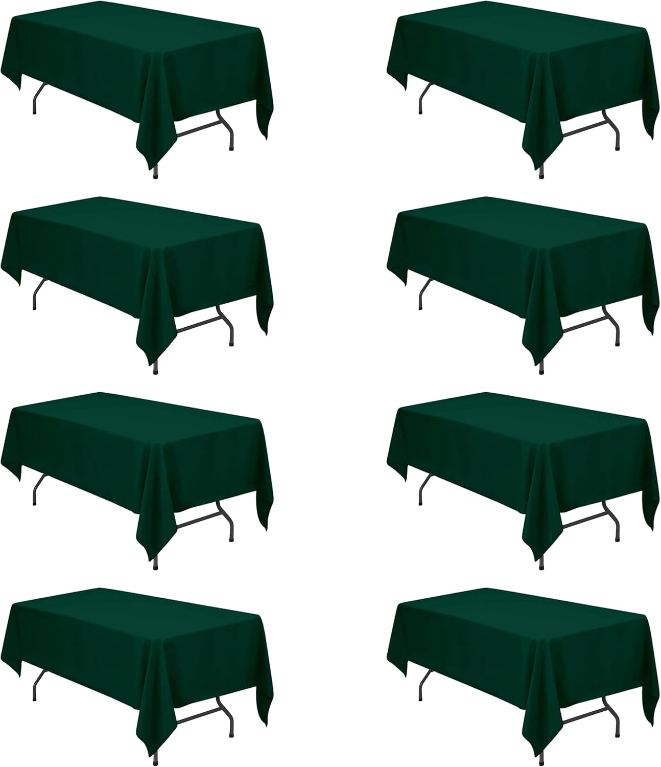 Hunter Green Tablecloths for 6 Foot Rectangle Tables - 8 Pack