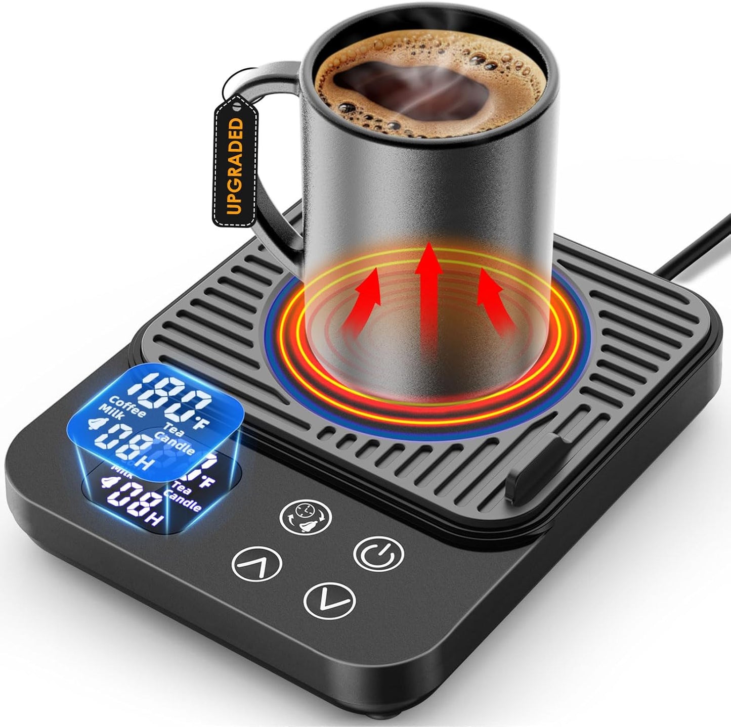 HOSCARER Mug Warmer: 4 Temp Settings, Auto Shut Off