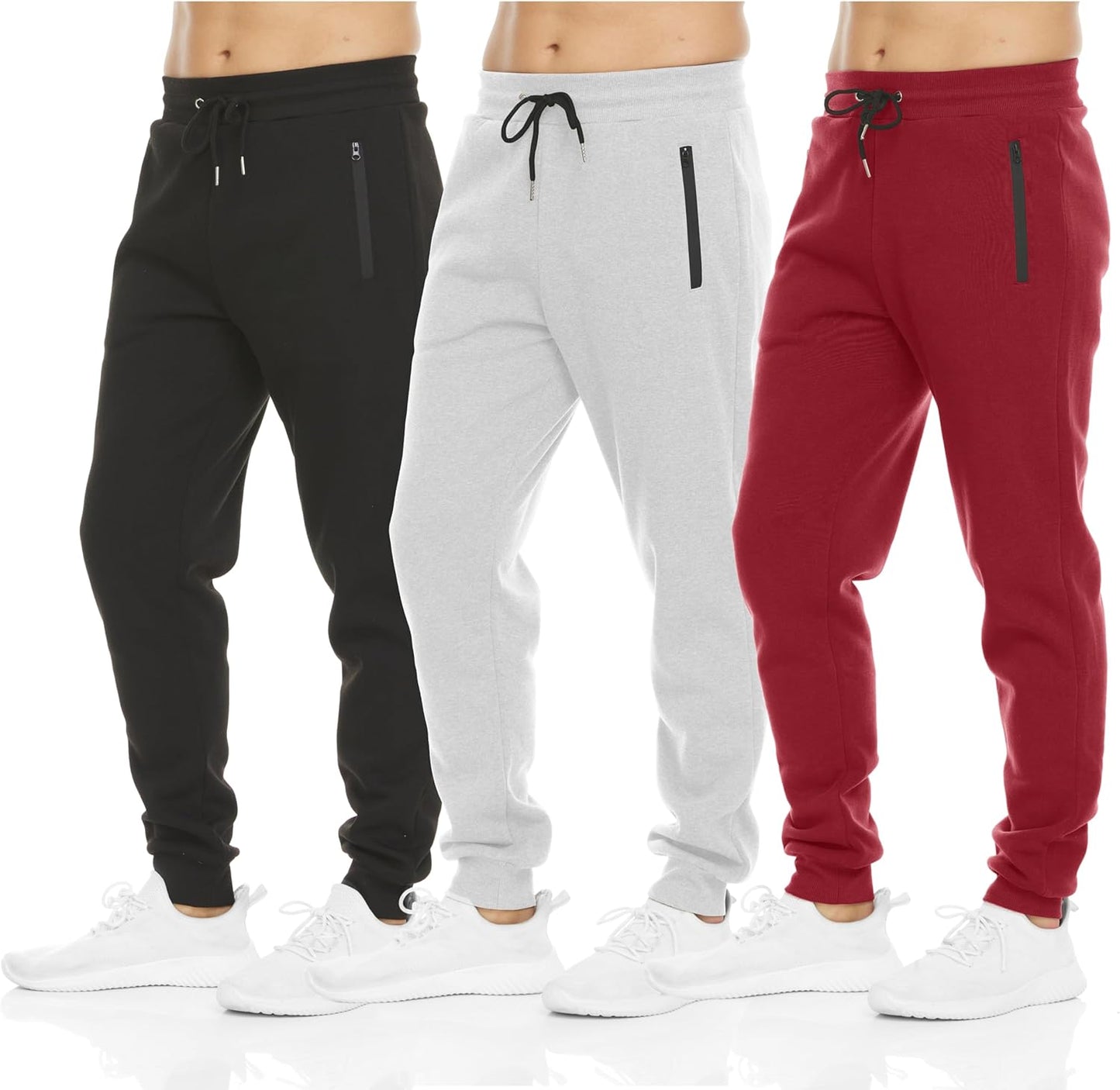 PURE CHAMP Mens Fleece Jogger Sweatpants with Zipper Pockets
