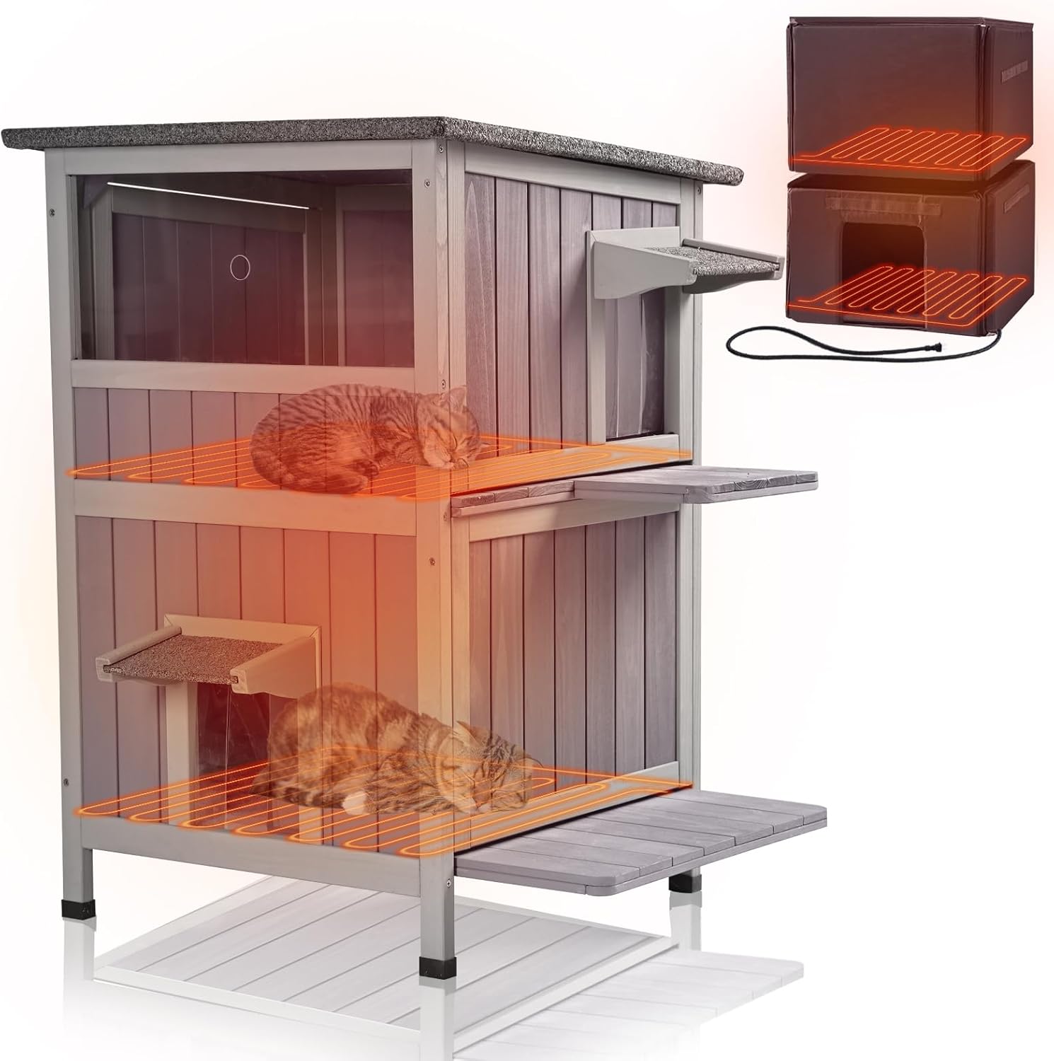 GUTINNEEN Outdoor Heated Cat House for Winter Protection