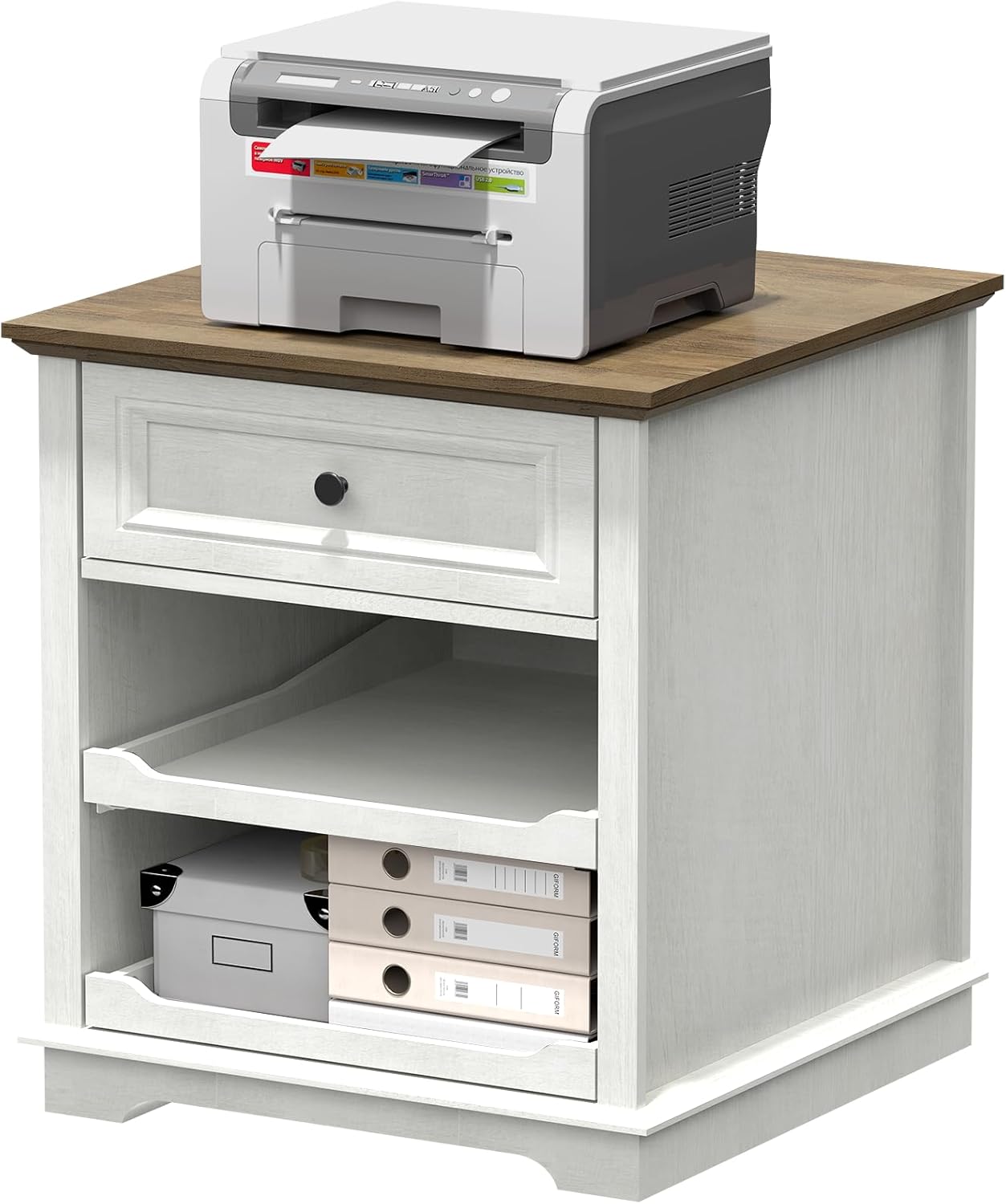 3 Drawer Lateral File Cabinet with Charging Station - White