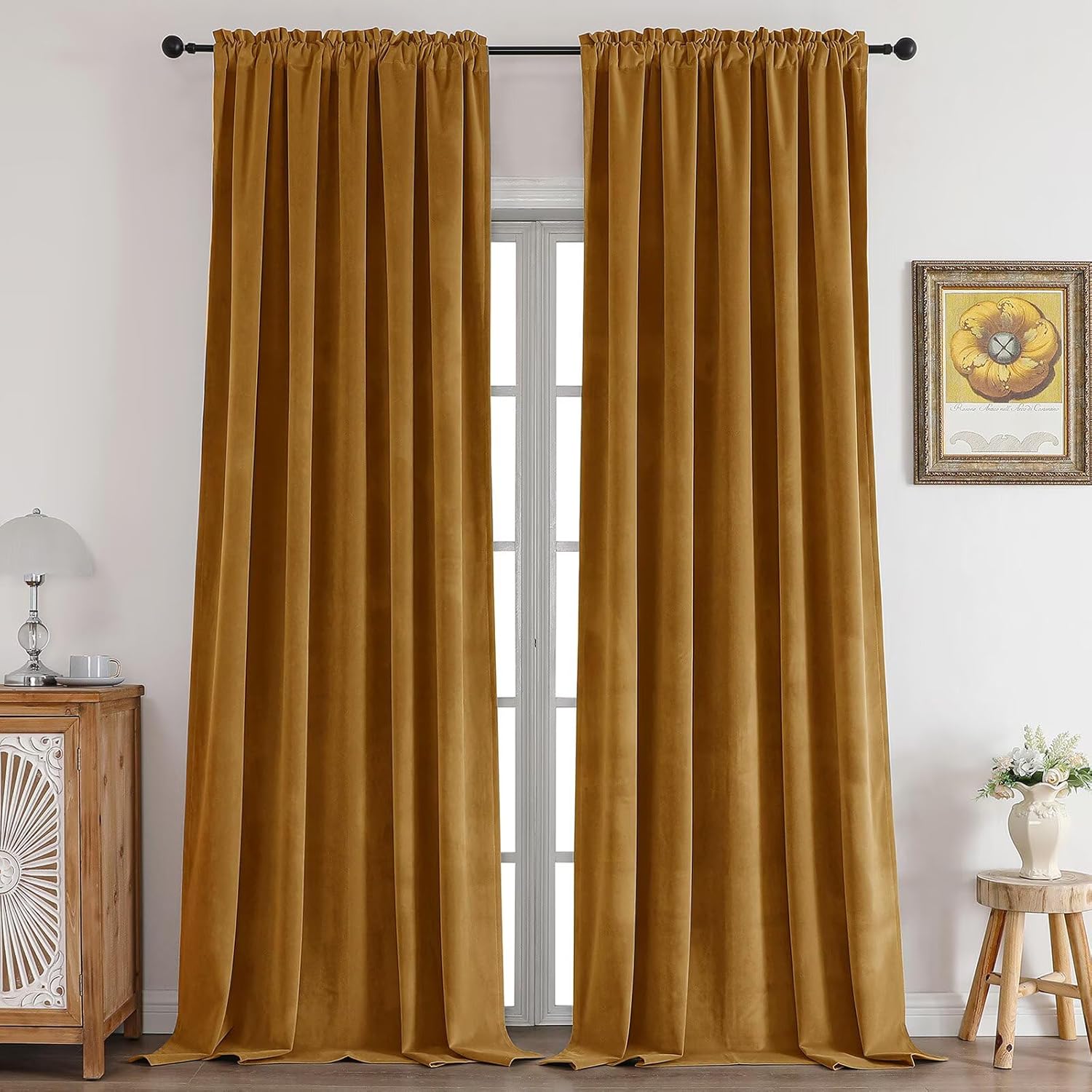 CUCRAF Gold Brown Velvet Curtains for Luxurious Home Decor