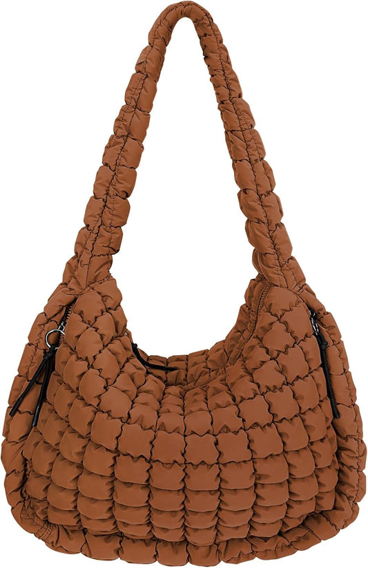 Juoxeepy Quilted Tote Bag: Large Carryall Puffer Shoulder Bag