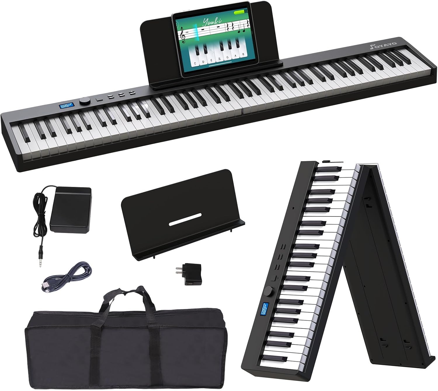 Folding Piano Keyboard 88 Key with Bluetooth and MIDI Support