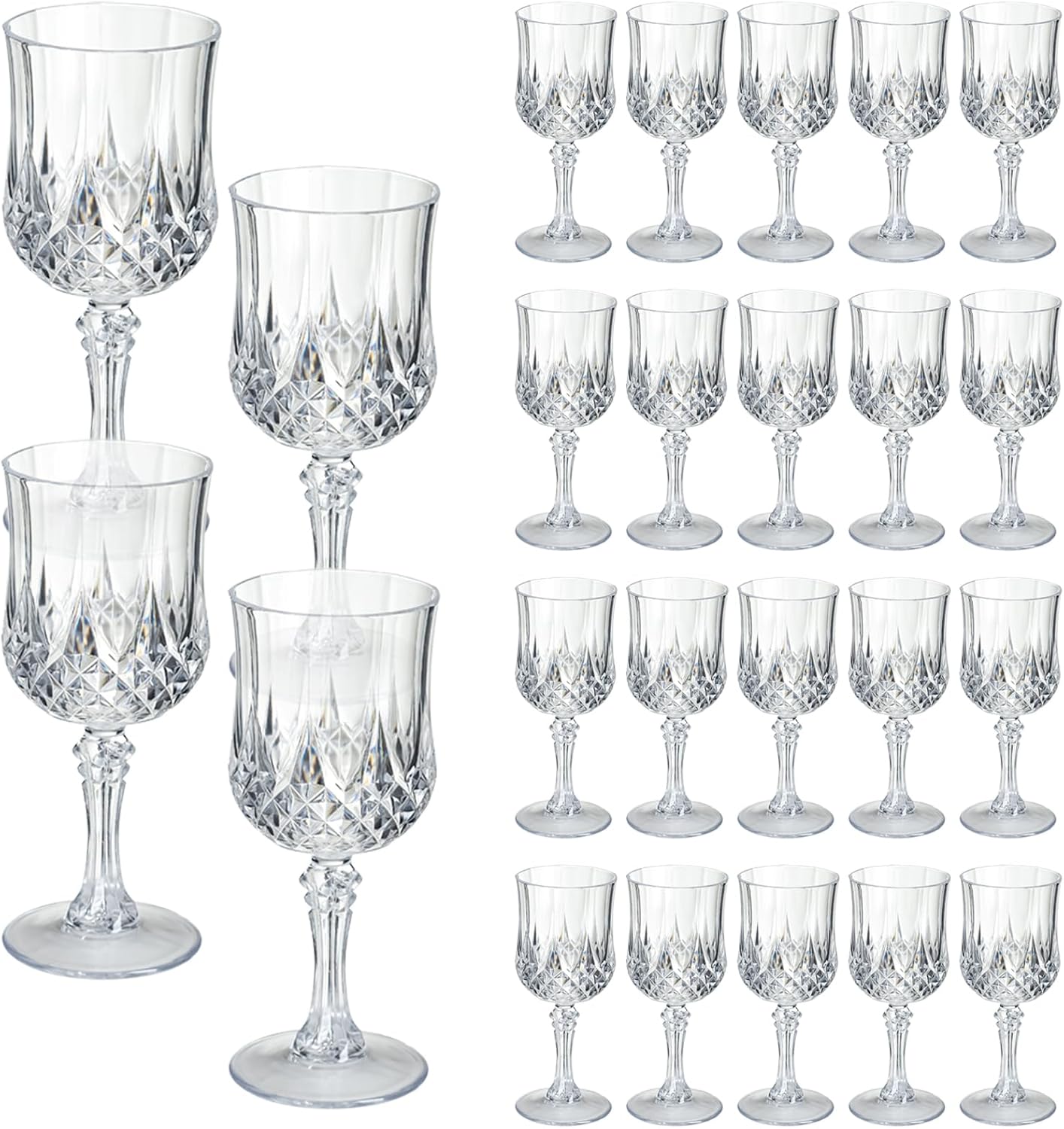 XKXKKE 24 Pcs Transparent Plastic Wine Glasses for Parties