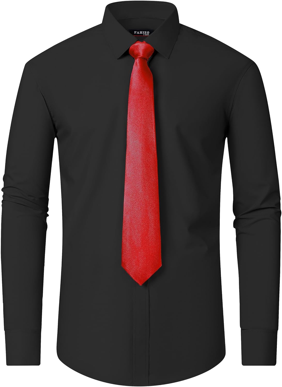FAHIZO Men's White Tuxedo Shirt with Wing Collar & Cuff Links