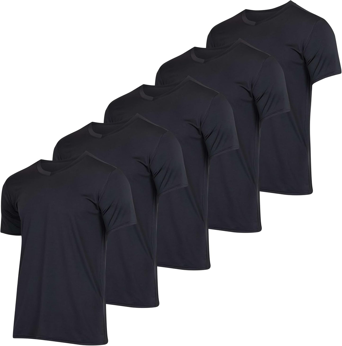 Mens V-Neck Dry-Fit Moisture Wicking Active T-Shirt Pack