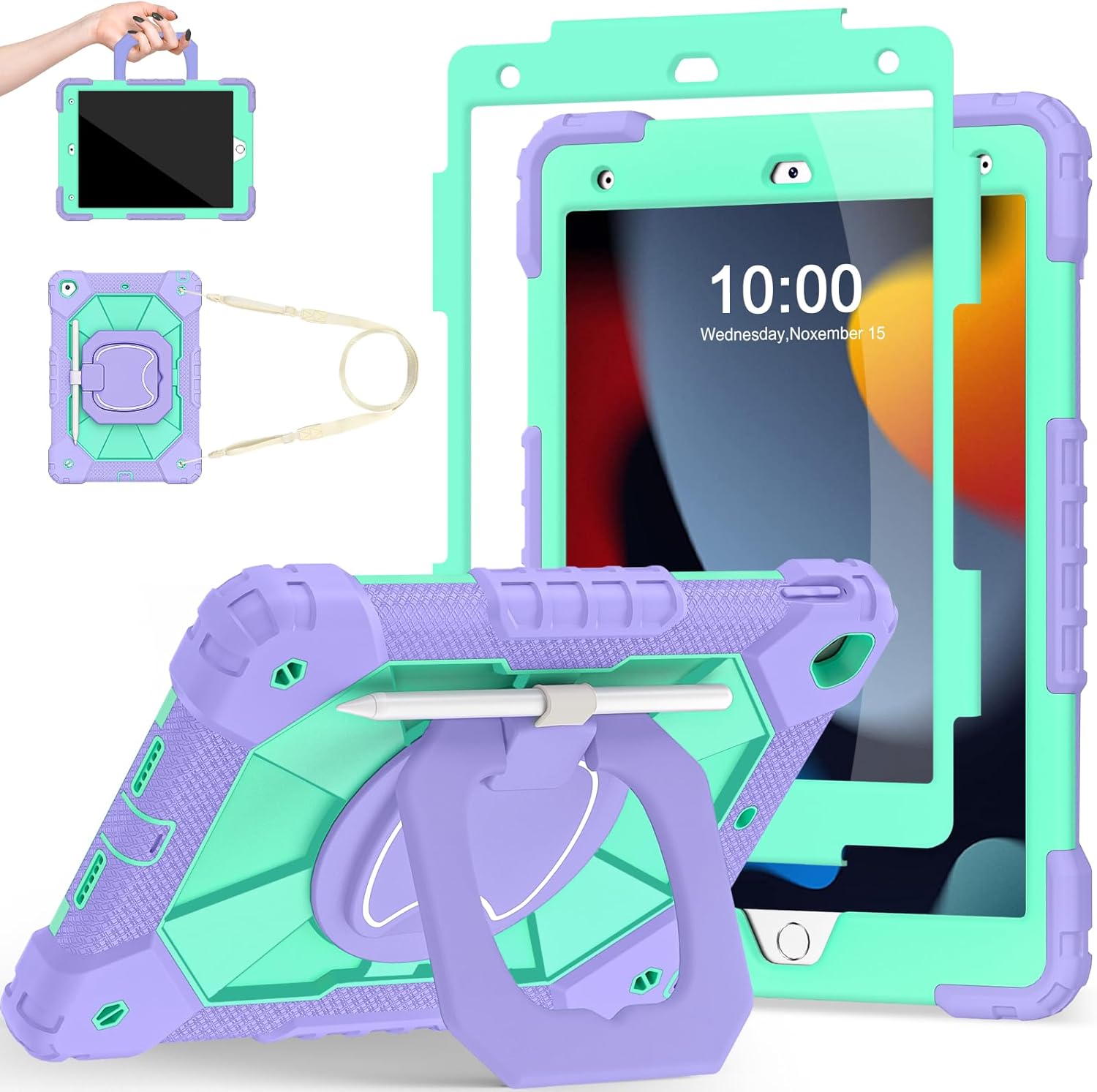 iPad 9th 8th 7th Generation Case with 360 Rotating Stand