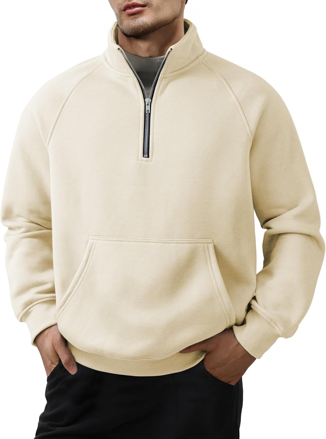 JMIERR Men's Fleece Quarter Zip Pullover Sweater for All Occasions