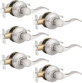 Probrico Passage Door Lever 6 Pack - Satin Nickel Passage Handles