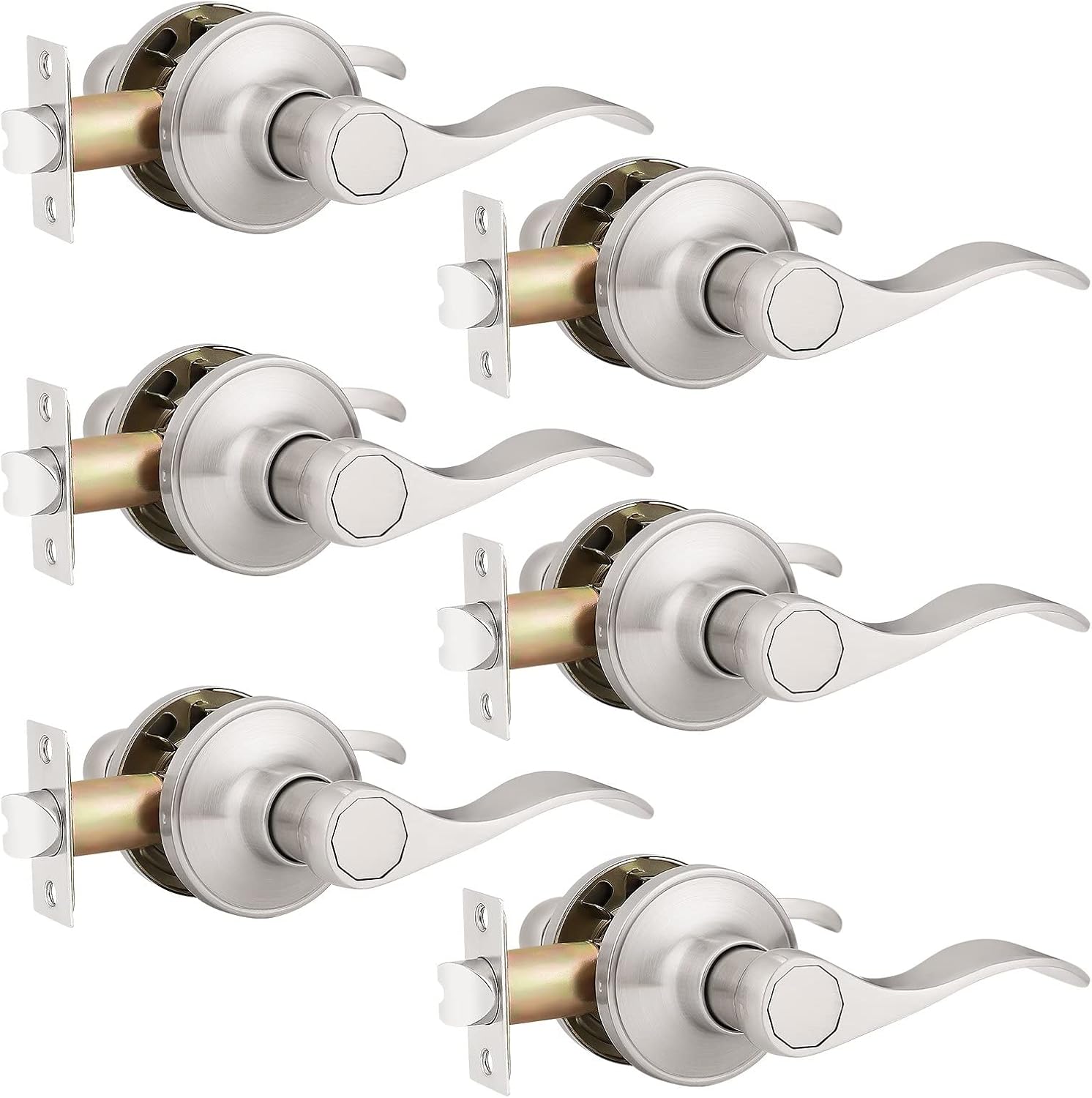 Probrico Door Handles 6 Pack Passage Lever Set for Hallway Use