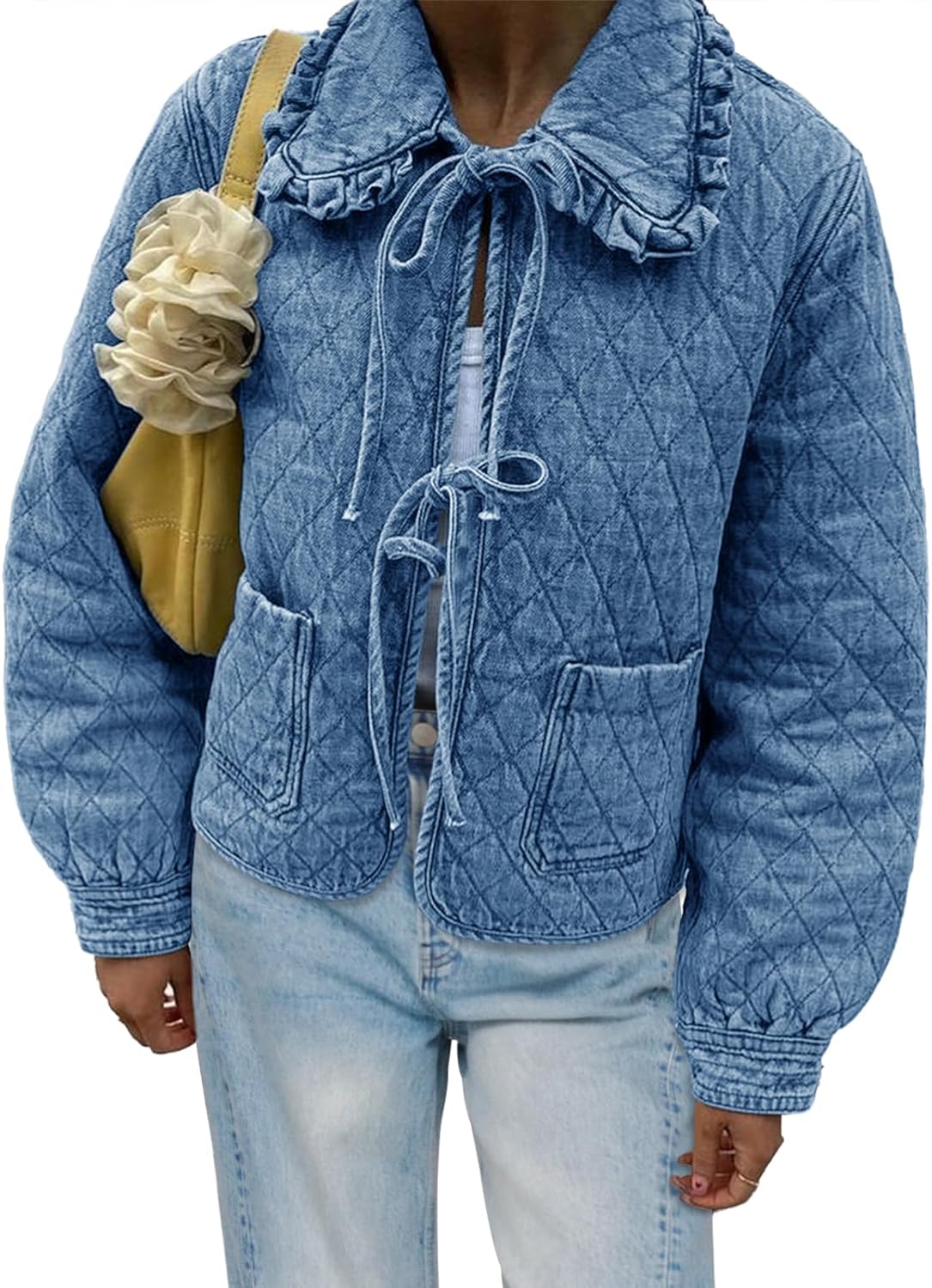 Stylish Quilted Denim Puffer Jackets for Women in Fall Fashion