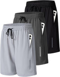 Mens Athletic Gym Workout Shorts Lightweight Quick Dry - Zipper draws