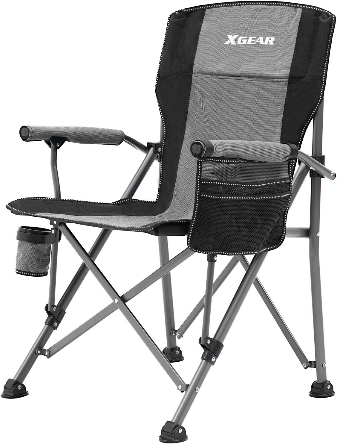 XGEAR Camping Chair Hard Arm High Back Lawn Chair for Outdoors