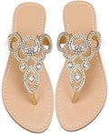 AIJIVOU Womens Rhinestone Flat Sandals - Sparkle for Dressy Summers