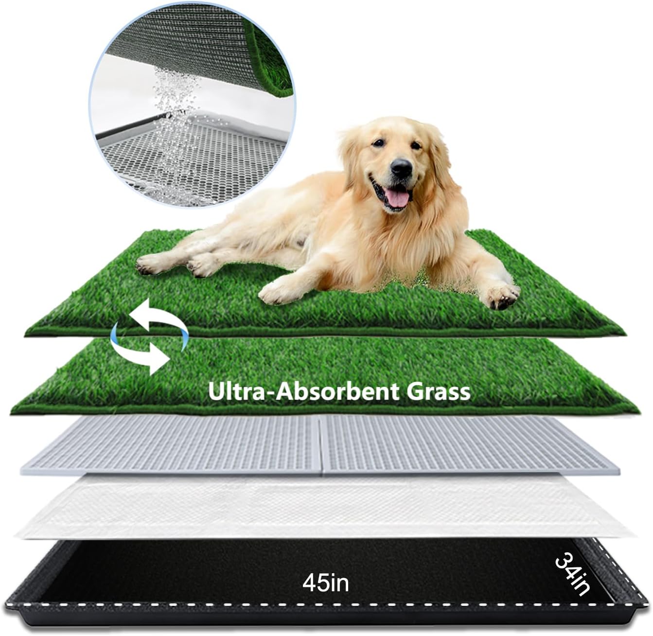 Extra Large Dog Grass Pad with Tray for Potty Training Needs