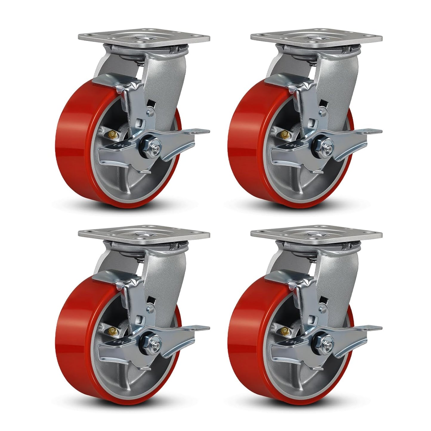 5x2 Industrial Casters - Heavy Duty Polyurethane Wheels for Trucks