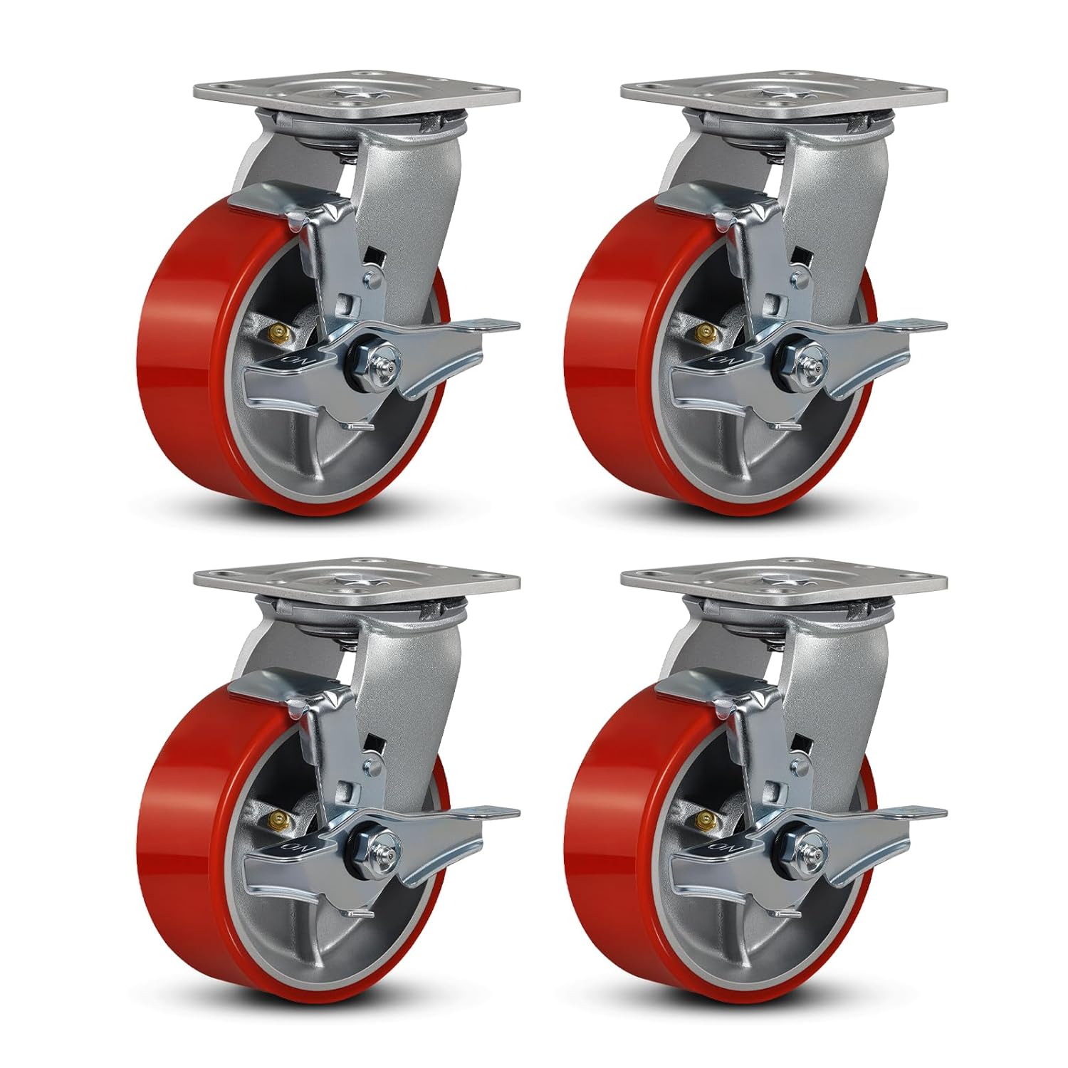 5x2 Industrial Casters - Heavy Duty Polyurethane Wheels for Trucks