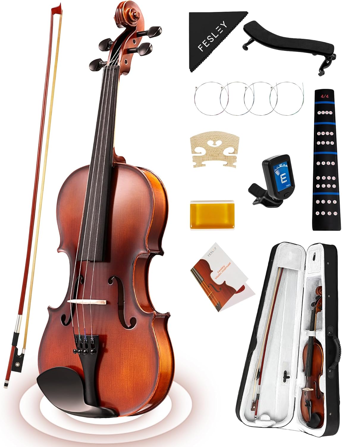 Fesley Violin Fiddle Full Set: Perfect Starter Kit for Beginners