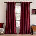 Velvet Curtains 63 in Length 2 Panels - Burgundy Red Blackout