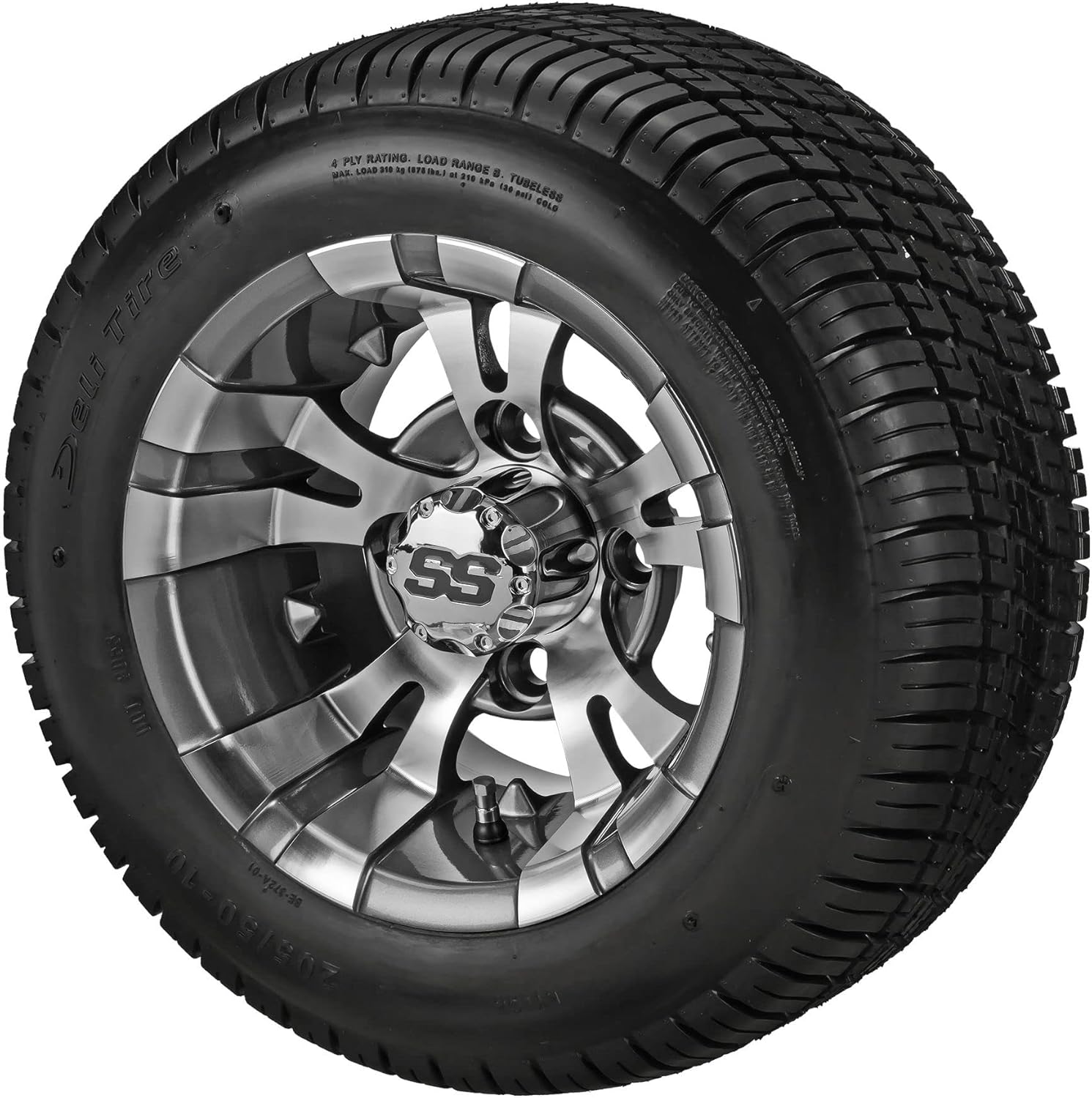 10in Warlock Gun Metal Gray Golf Cart Tire and Wheel Combo