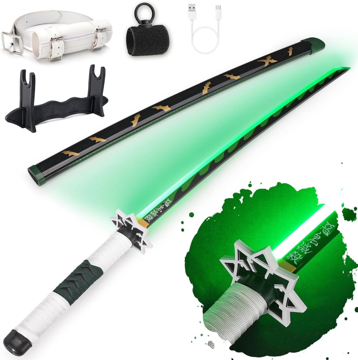 RENGENG Light Up Sword - 40 Inch Rechargeable Replica with Stand