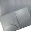 Gray Plastic 2 Pocket Folders with Prongs 24-Pack - Durable Office