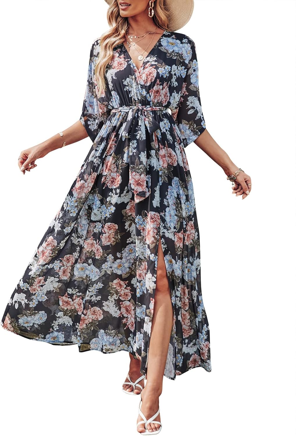 Womens Summer Loose Boho Flowy Maxi Dress for Beach Weddings