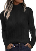 Womens Turtleneck Cable Knit Pullover - Slim Fitted Fall Top
