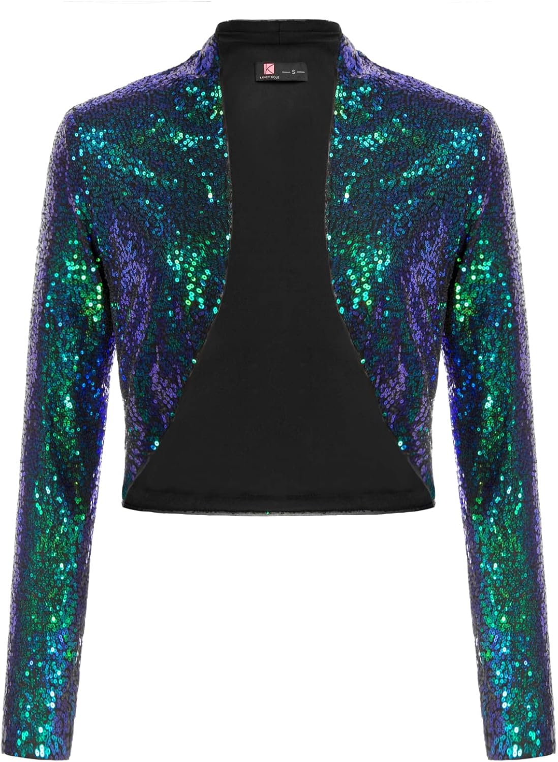 KANCY KOLE Women's Sequin Shrug Long Sleeve Open Front Bolero