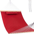 12 FT Double Quilted Fabric Hammock with Spreader Bars - 2 Person