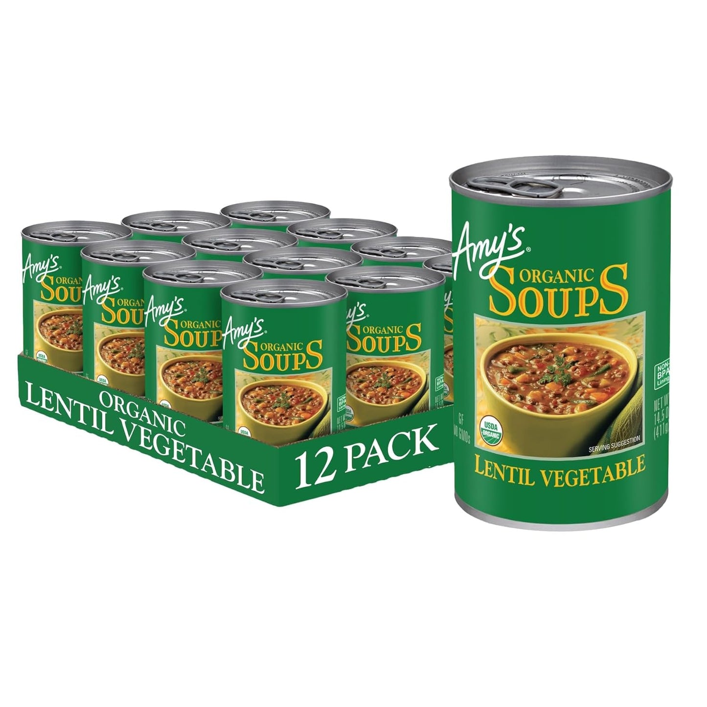 Amys Vegan Lentil Vegetable Soup, Gluten Free, Organic Goodness