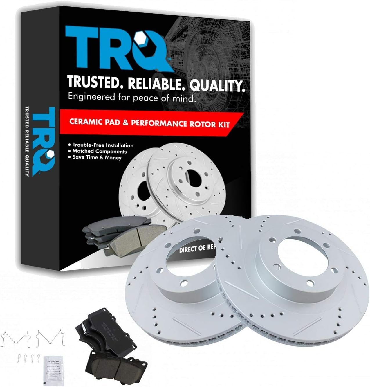 TRQ Front Performance Brake Pad & Rotor Kit for Lexus GX470