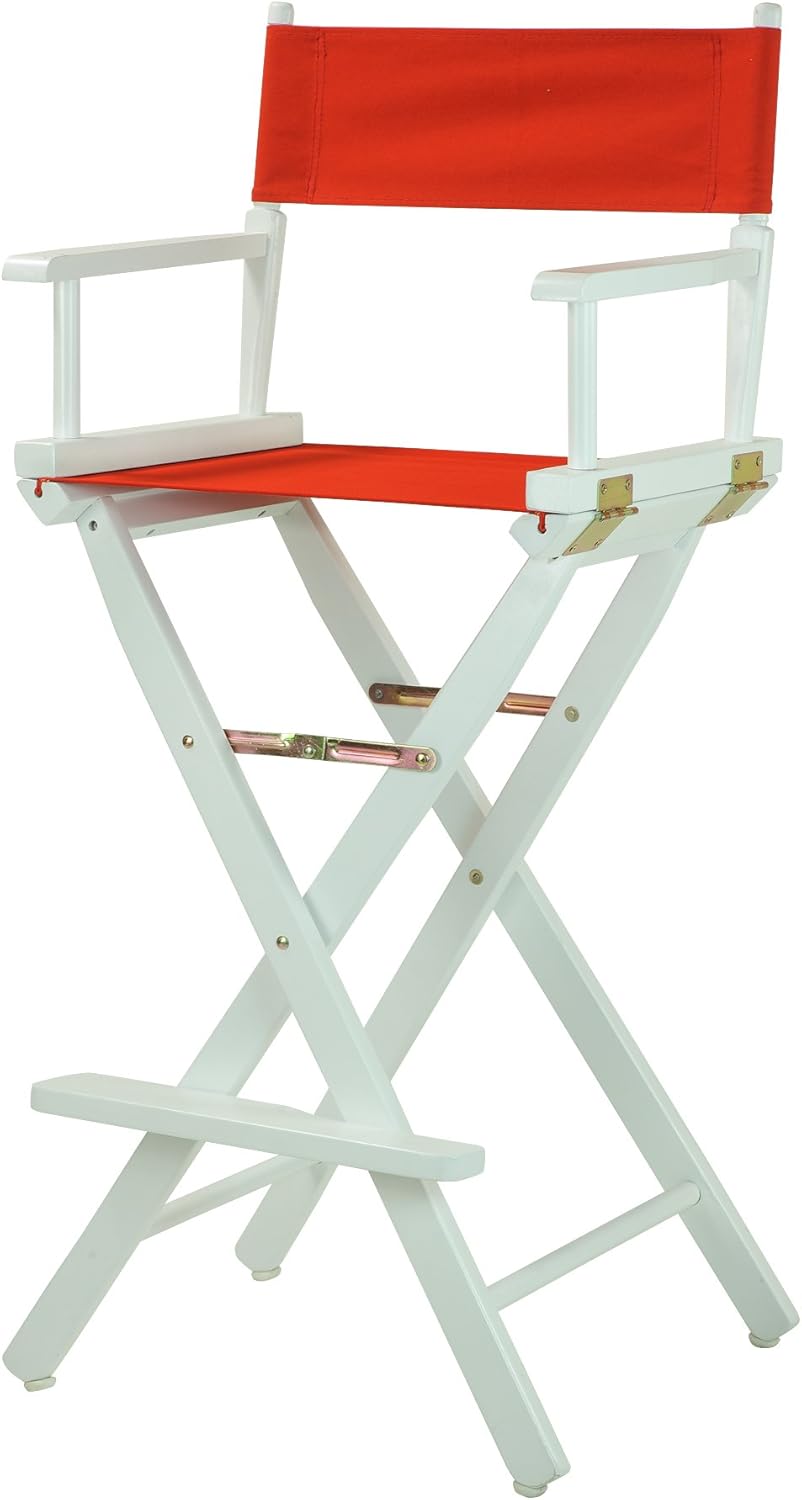 Casual Home Director's Chair with White Frame and Red Canvas