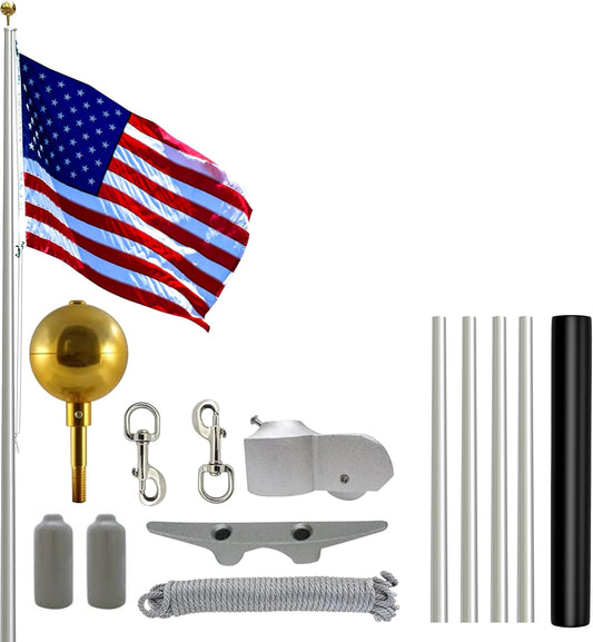 25ft Heavy Duty Flag Pole for Outside House - USA-Made Quality