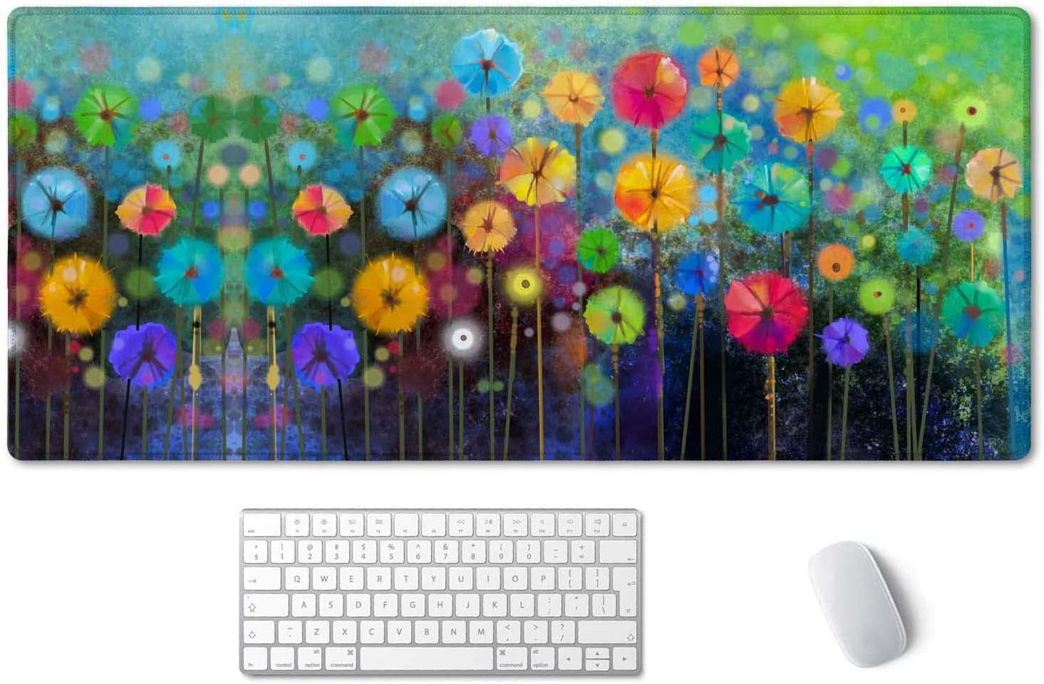 Large Non-Slip Gaming Desk Mat 35.5x15.7 in - Watercolor Floral
