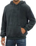 Mens Fuzzy Sherpa Hoodie Pullover - Cozy Loose Fit Winter Hooded