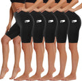 5 Pack Biker Shorts with Pockets for Women - High Waist Comfort