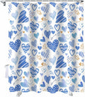 Valentine's Day Shower Curtain Blue Love Heart 72in x 72in
