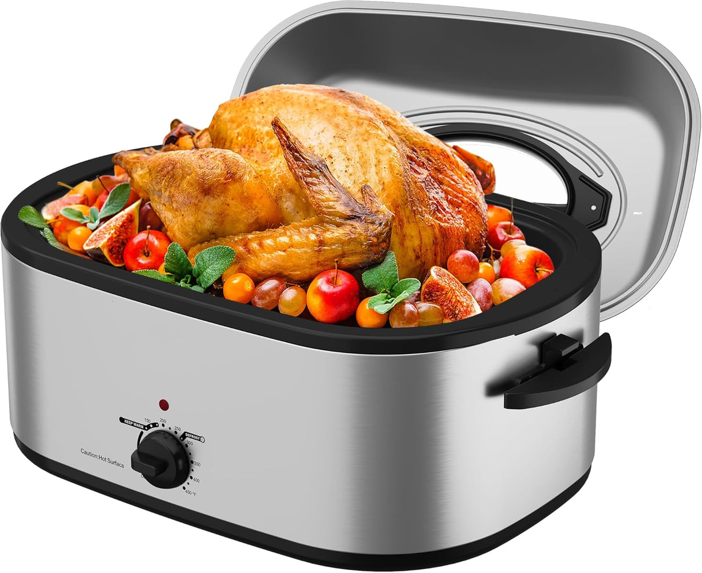 SUNVIVIPRO 28 Quart Electric Turkey Roaster with Self-Basting Lid