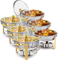 ROVSUN 5QT 6 Pack Chafing Dish Set Gold Accent - Elegant Buffet