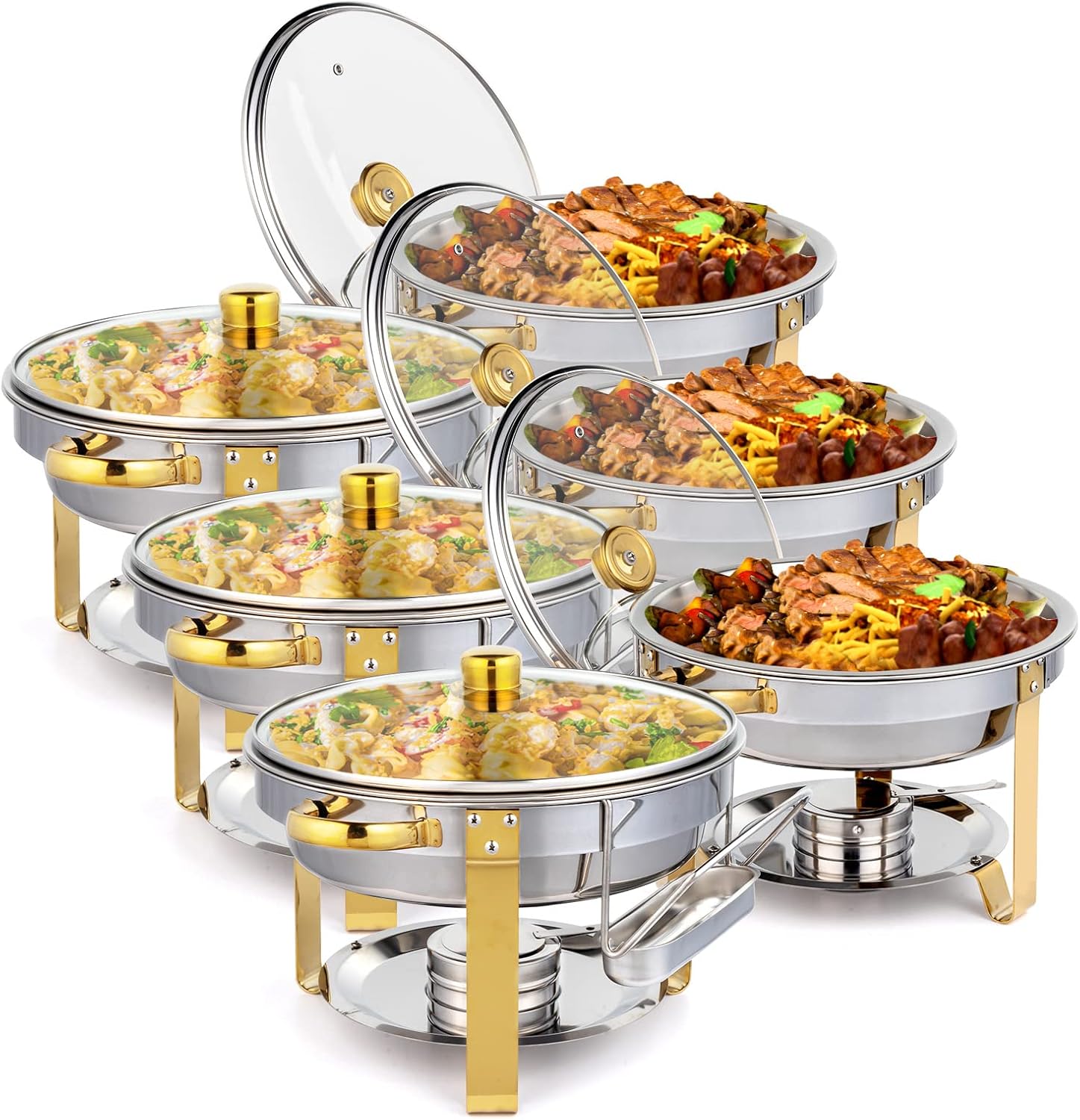ROVSUN 5QT Chafing Dish Set with Gold Accent for Events