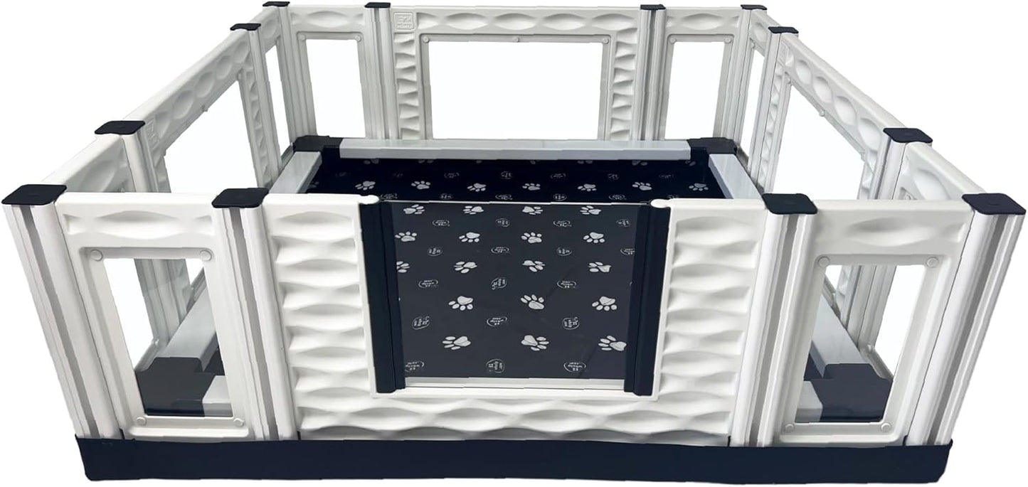EZclassic Whelping Box for Dogs with Windowed Walls and Rails