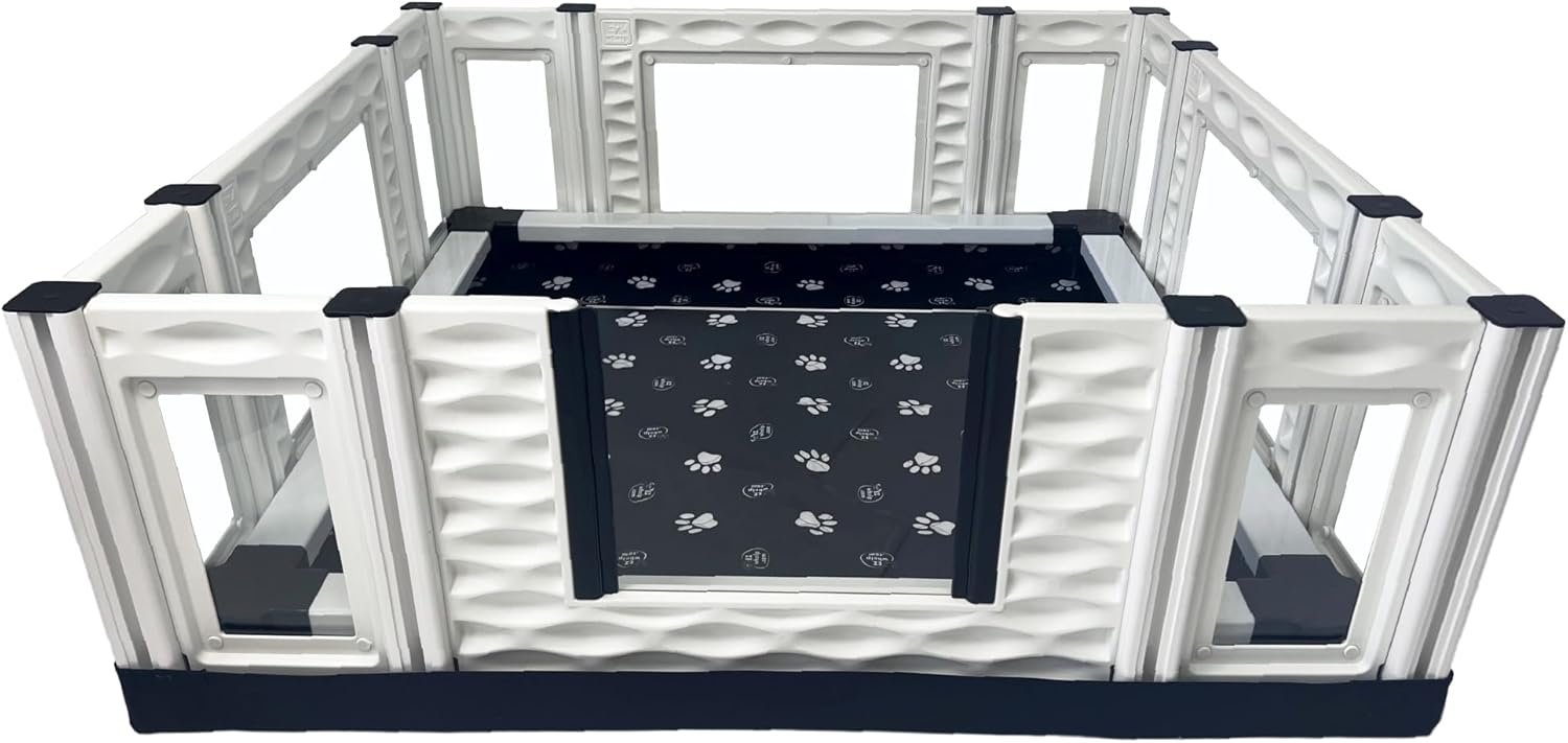 EZclassic Whelping Box for Dogs with Windowed Walls and Rails