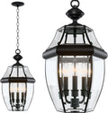 Large Outdoor Pendant Light Fixture 3-Light 20in Modern Black