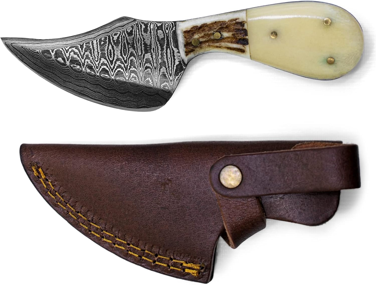 Damascus EDC Skinning Fixed Blade Knife for Hunting Needs